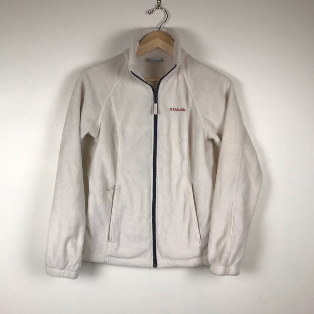 Columbia white fleece‎ zip up  small
